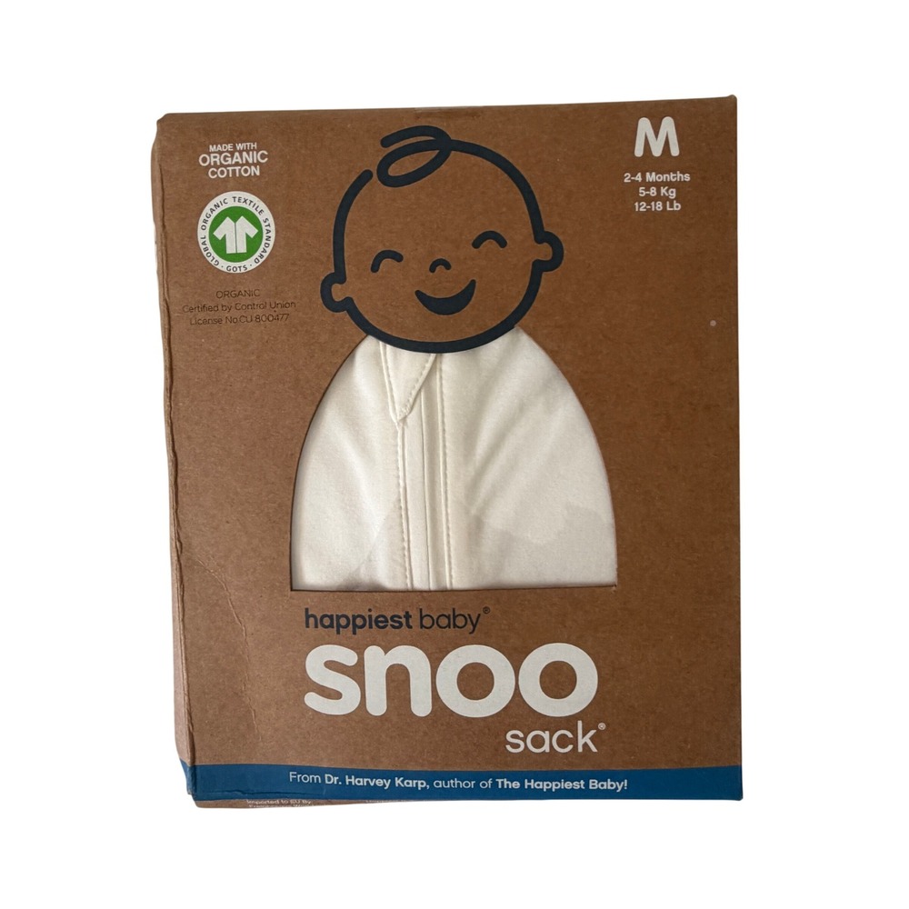 Happiest Baby SNOO Sack Unisex Medium Ivory NIB Organic Cotton Swaddle Sleep Bag
